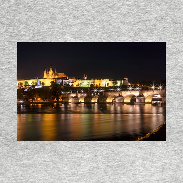 Prague and The Charles bridge and Castle at night by Itsgrimupnorth